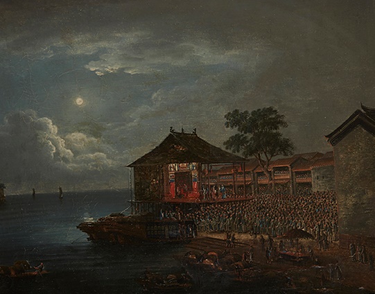 19TH CENTURY CHINA TRADE SCHOOL DRAGON BOAT RACING AND THREE OTHER VIEWS